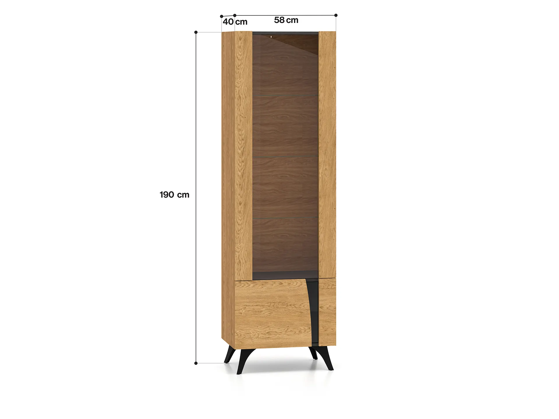 Witryna 1-drzwiowa TOSCANIA 02 lewa dąb baltic dune jesion prestige czarny - 1TOSC02L-001