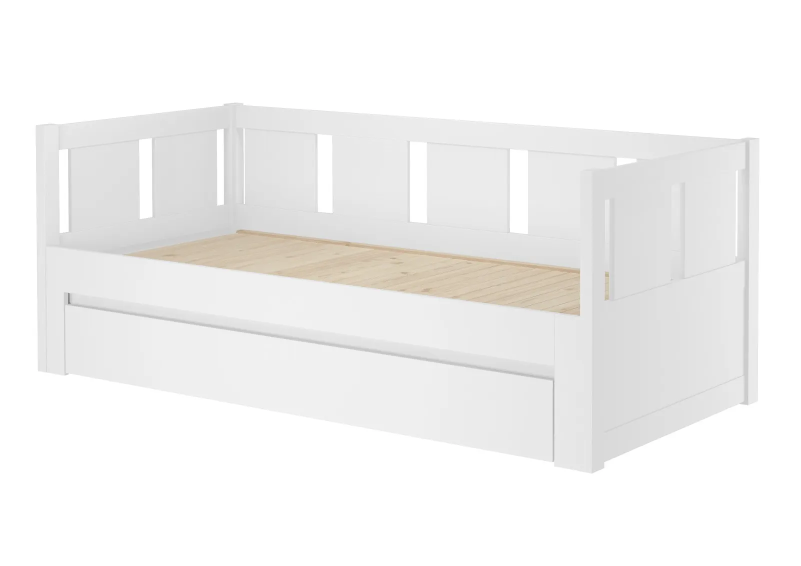 Łóżko drewniane rozkładane MOON 90x200 z oparciem białe