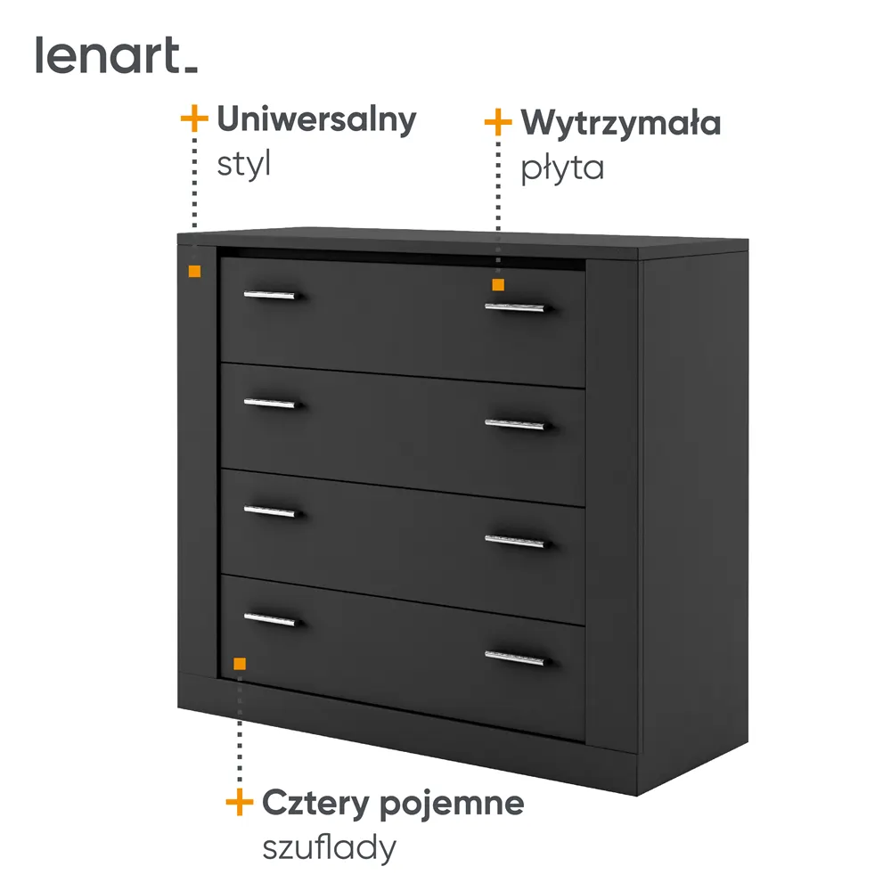 Komoda z szufladami ARTI AR-10 4S czarna - AR10C