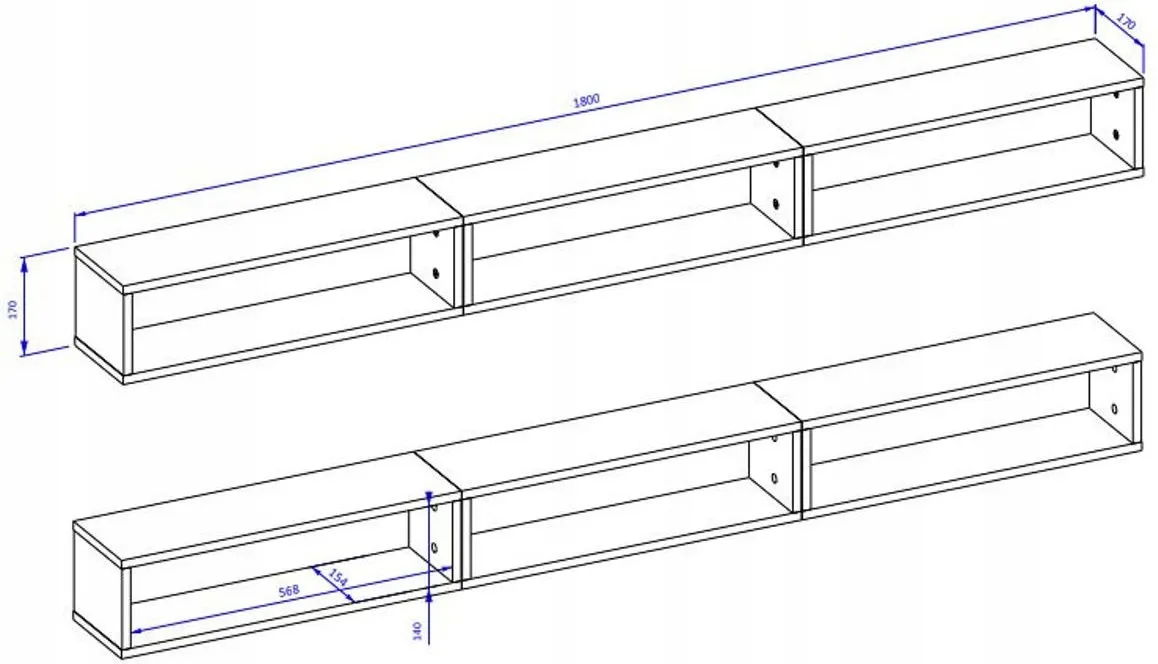Półki wiszące 3 szt MUNDO 02 dąb royalis 60x17cm dąb royalis dąb touchwood - 24RTKT02