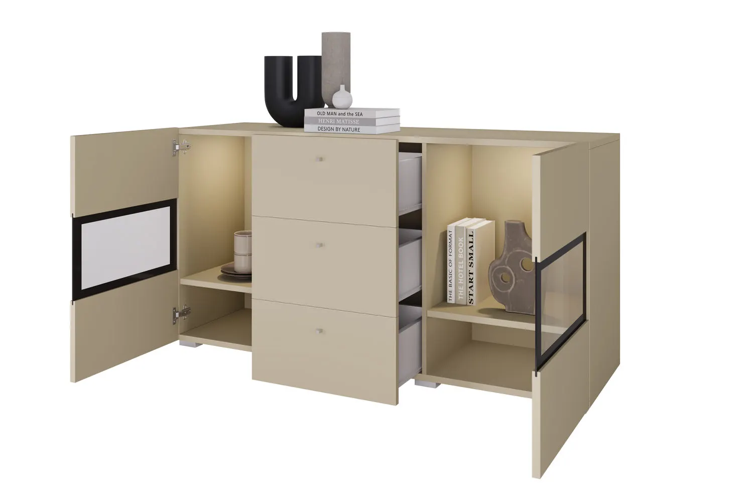 Komoda 2-drzwiowa z szufladami BAROS 26 beż jasny - 2412BM26