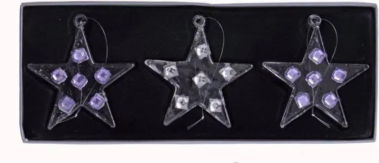 Komplet 3 szklanych gwiazdek transparentnych 1120