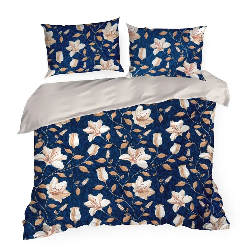 Komplet pościeli satynowej NIKA 48 220 X 200 cm Granatowy, Kremowy Komplet pościeli satynowej NIKA 48 220 X 200 cm Granatowy, Kremowy