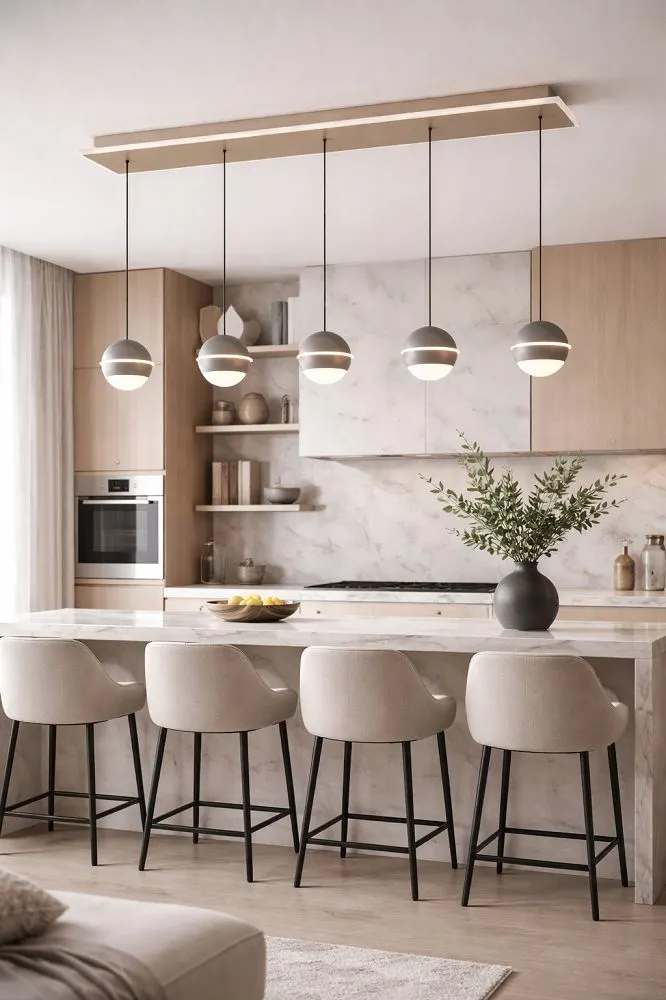 Lampa wisząca prosta BIARRITZ 5 LED kaszmirowa - 7047-613