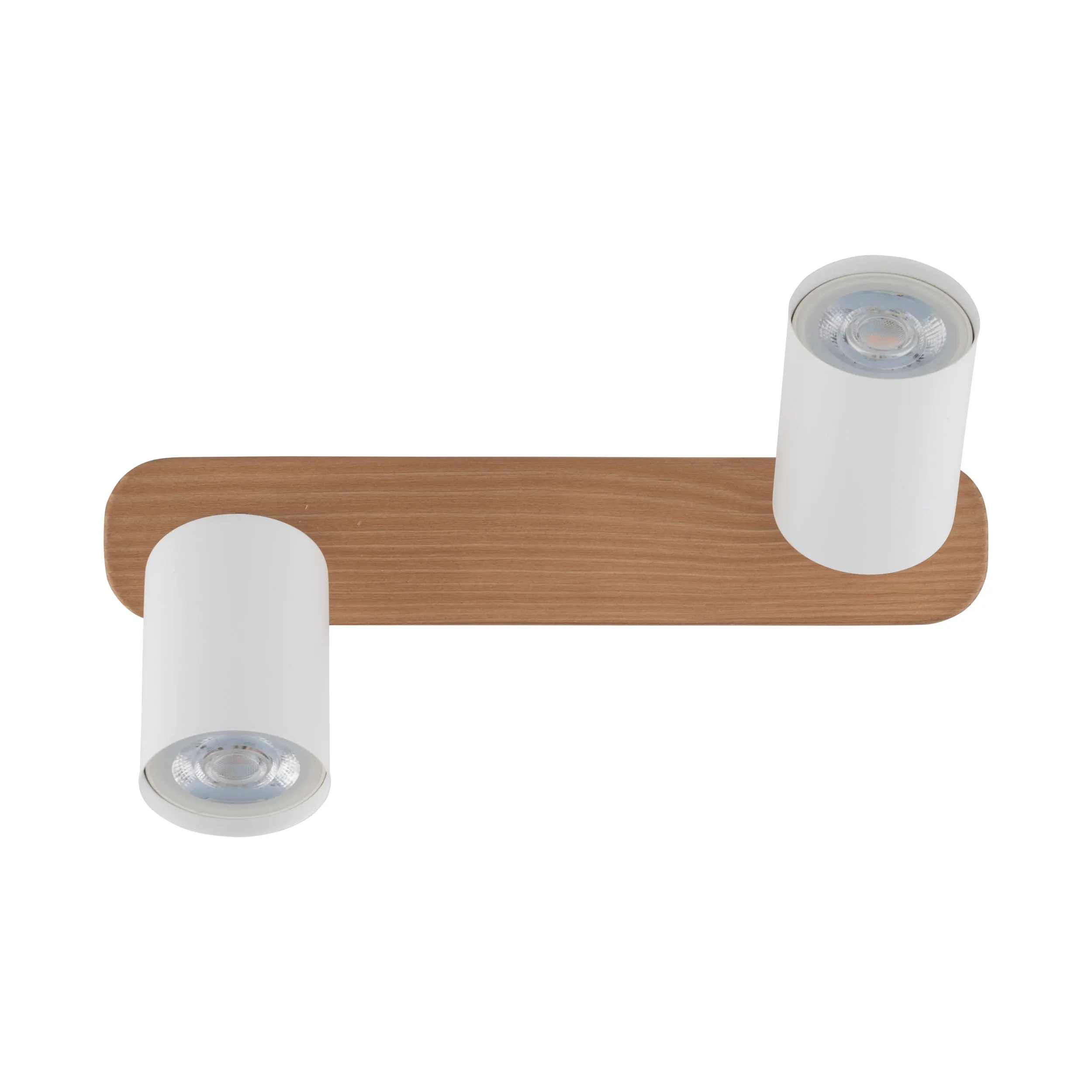 Lampa sufitowa TOP podwójna biała z chromowanymi elementami na drewnianej sosnowej listwie 35x18x14cm - TK_3295