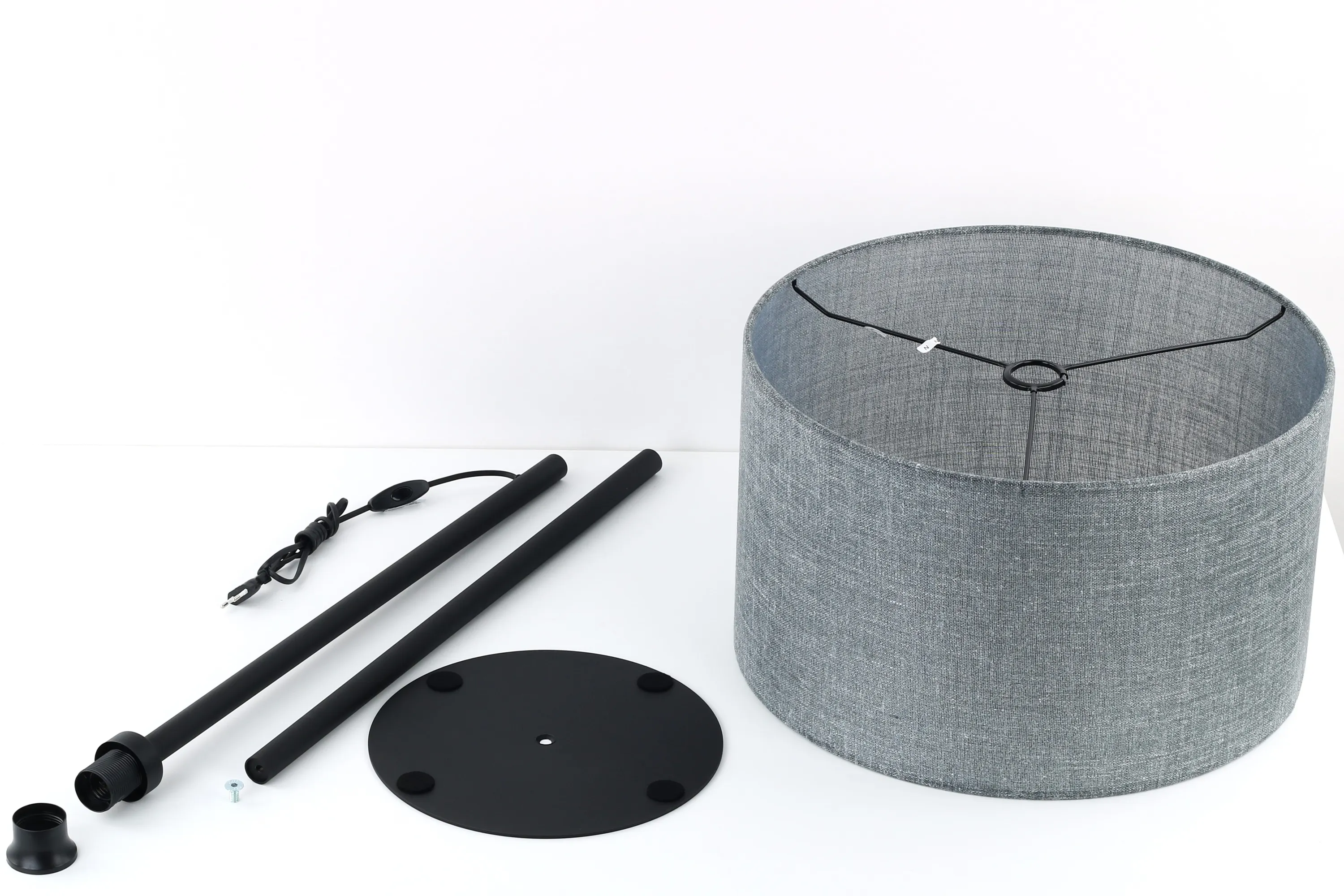 Lampa podłogowa EARTH z szarym okrągłym abażurem 159x50cm - TK_5475