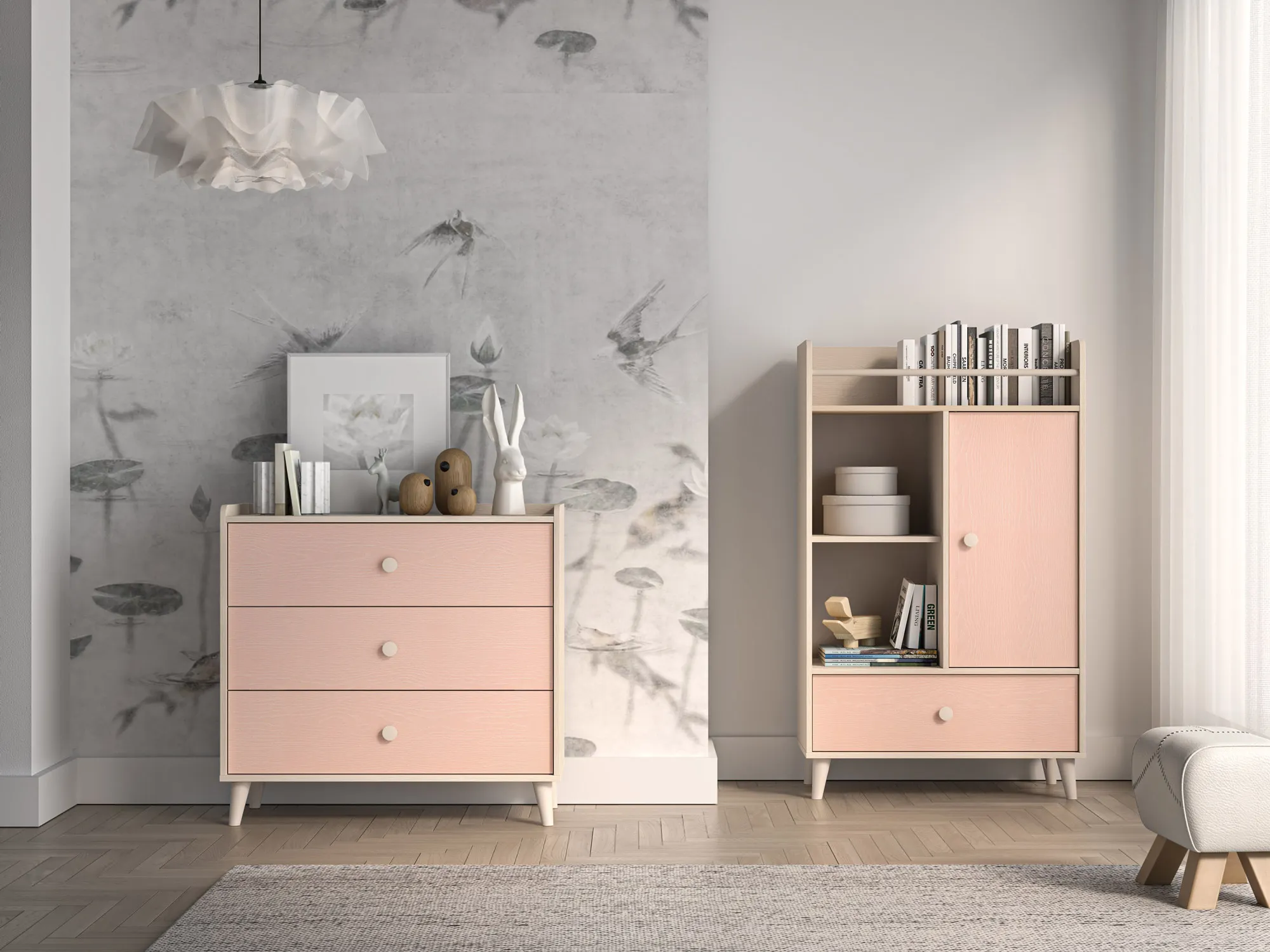 Komoda z 3 szufladami MEVEL 06 piasek pustyni, różowy - 1MEVE06-001