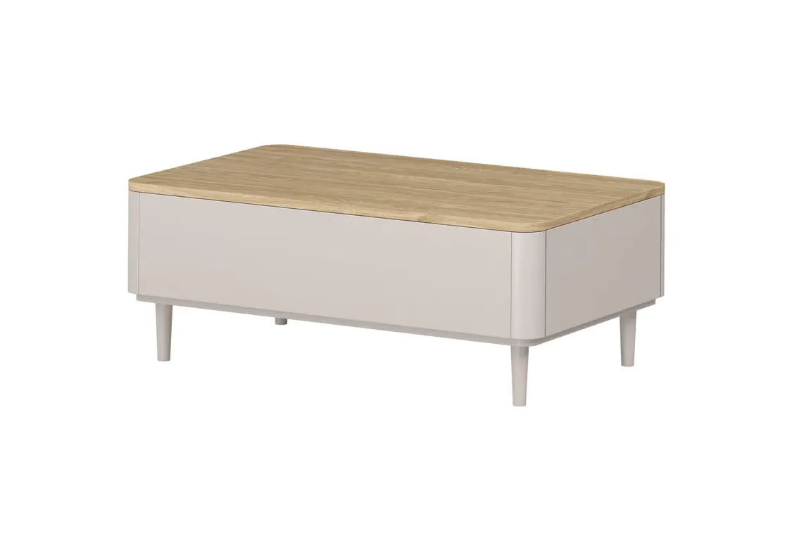 Stolik kawowy z 2 szufladami ELIVO 60x100cm drewniane nogi cashmere dąb olejowany