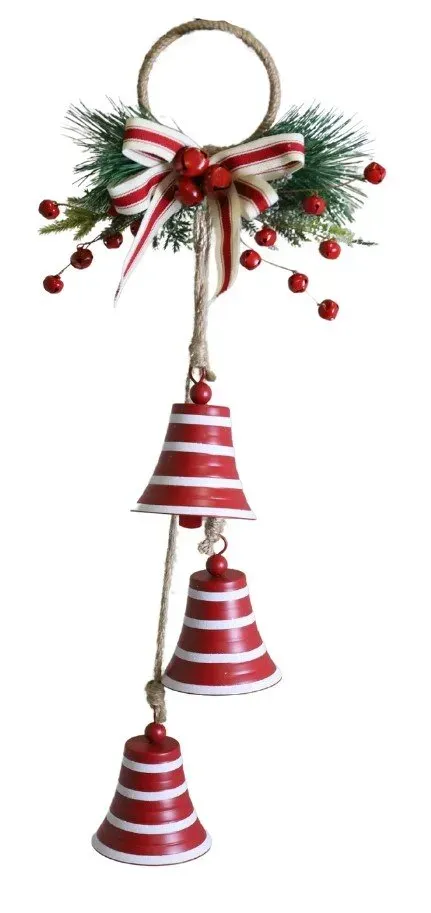 Zawieszka DZWONECZKI W PASKI czerwono-biała