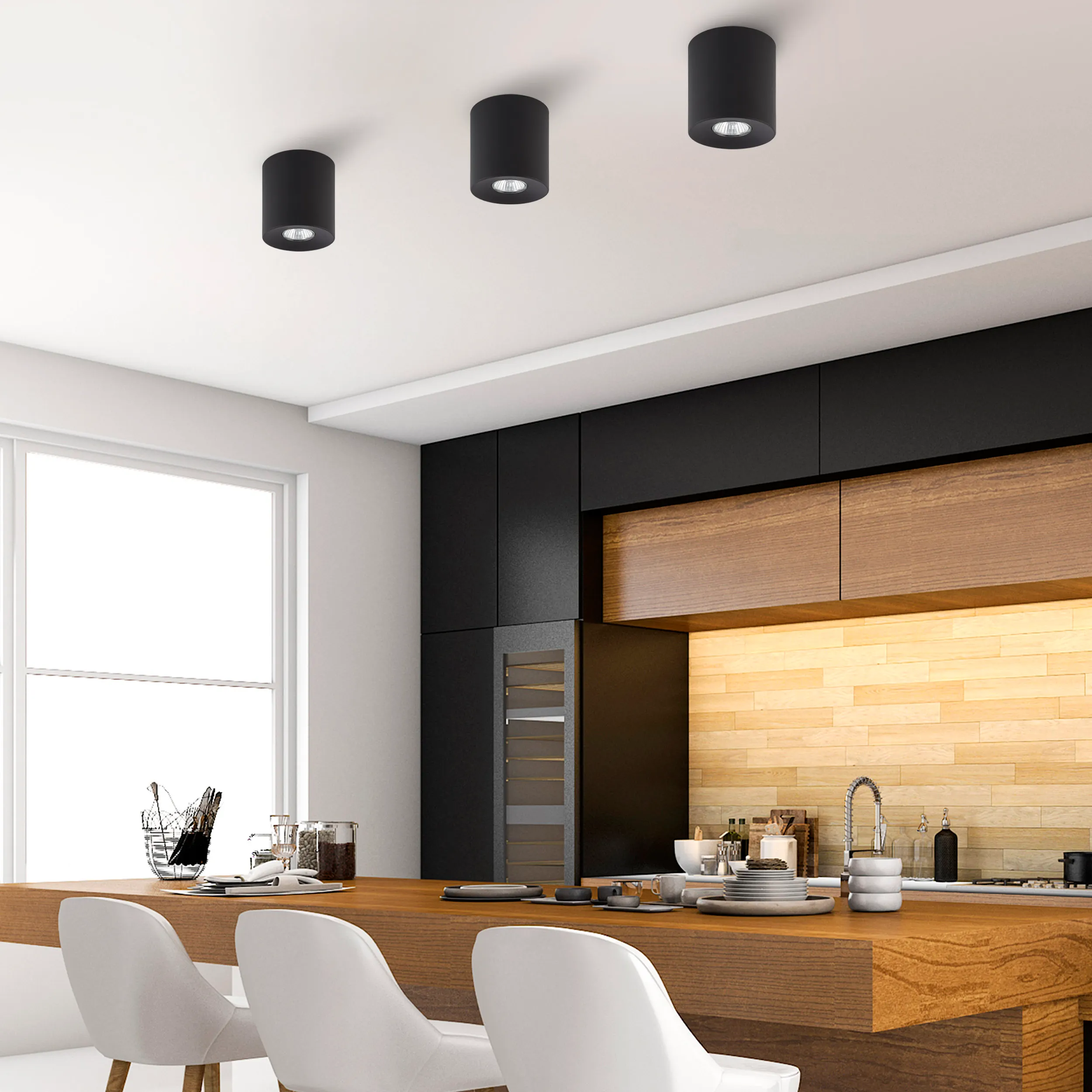 Plafon ORION czarny metalowy okrągły 12x11cm - TK_3239