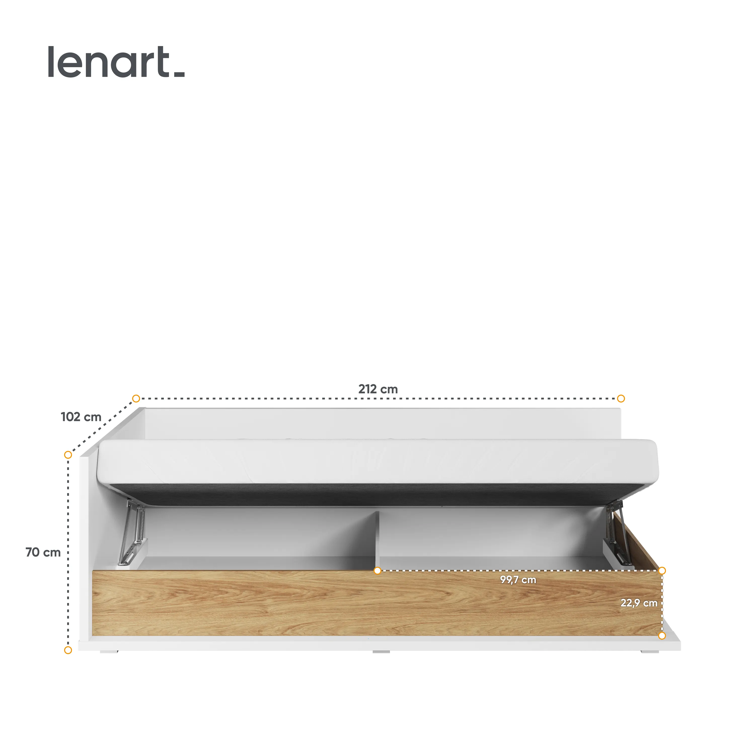 Łózko narożne z materacem Simi MS-09L 90x200 białe - MS9LBH