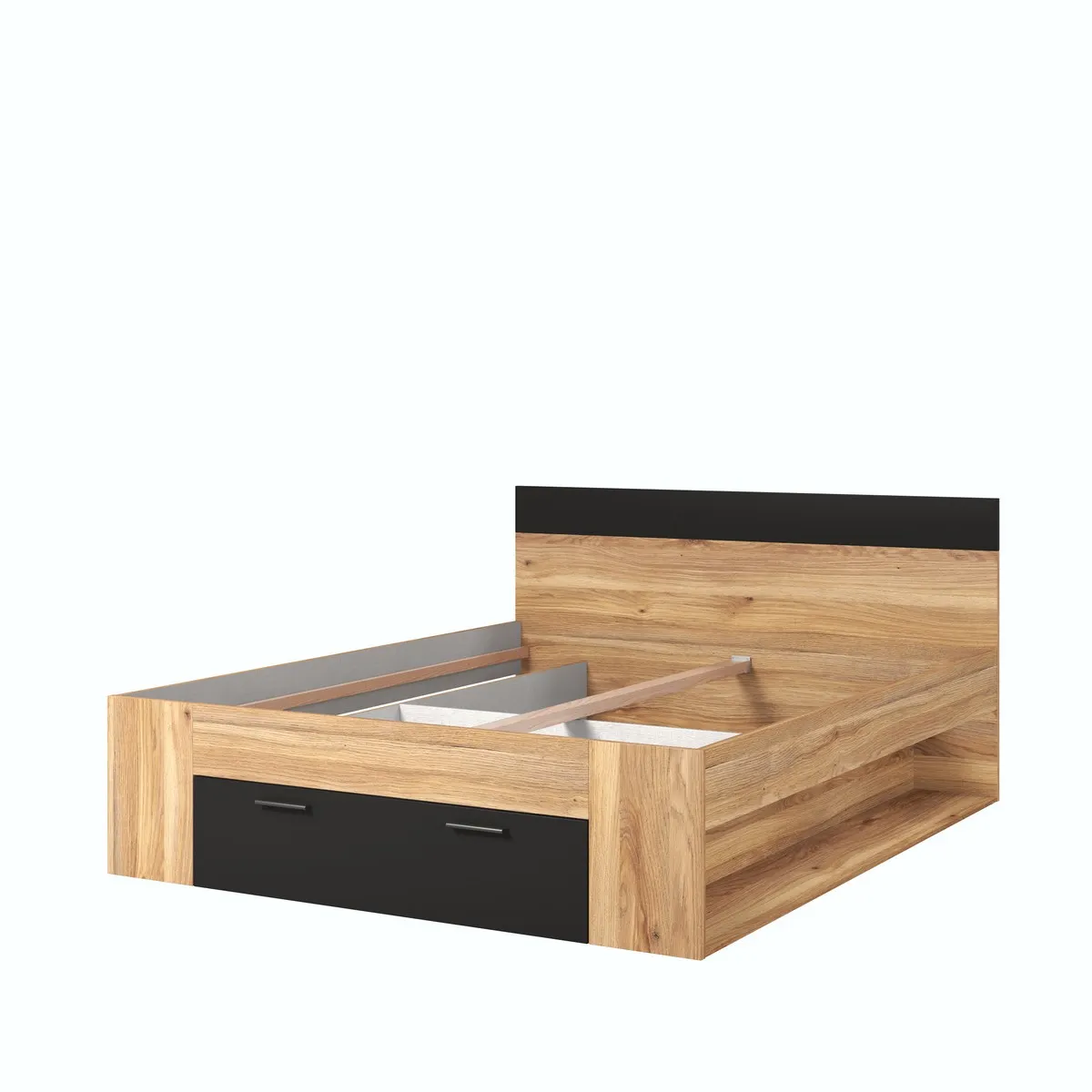 Łoże BETA z szufladą dąb mauvella czarne 160/200cm Łoże BETA z szufladą dąb mauvella czarne 160/200cm