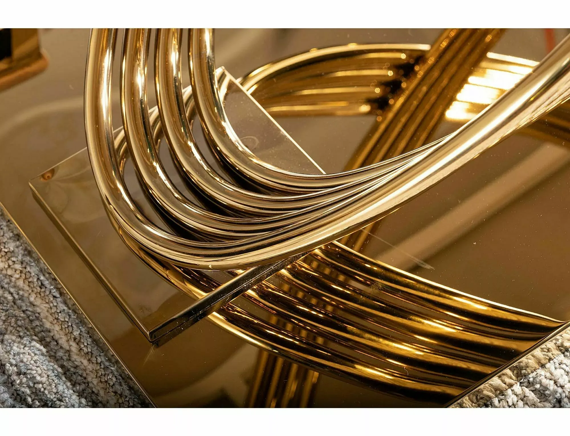 Stół nierozkładany HERMES 90x160 efekt marmuru biały połysk stelaż złoty - HERMESBZL160