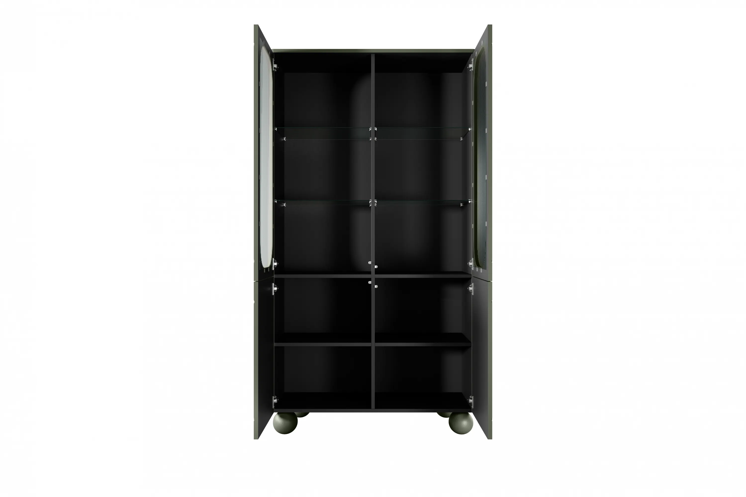 Witryna 4-drzwiowa SONATIA 100cm oliwka nogi kule