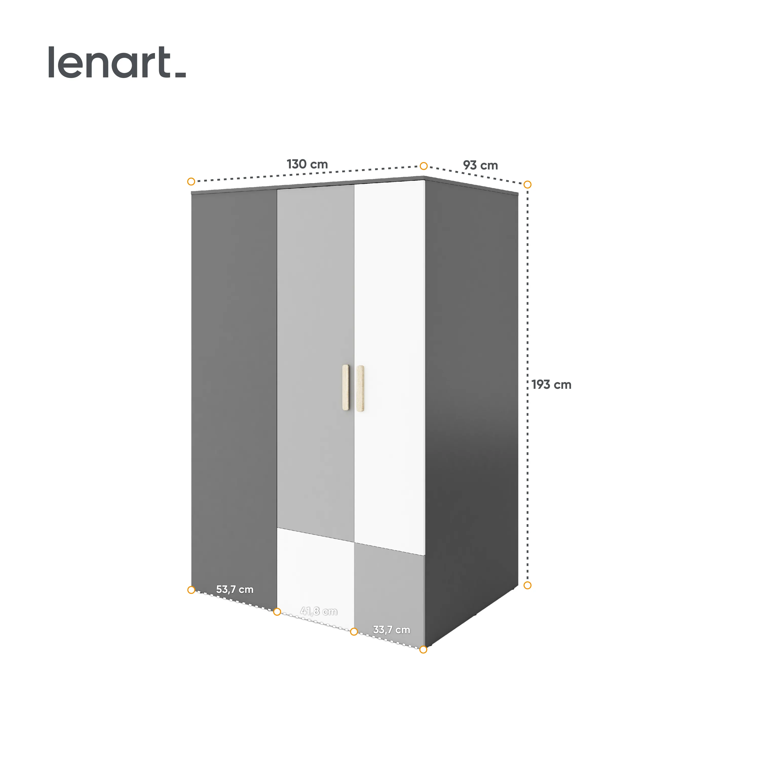 Szafa narożna Pok PO-00P 130x93 grafit/buk ibsen/szary jasny - PO0PGBS