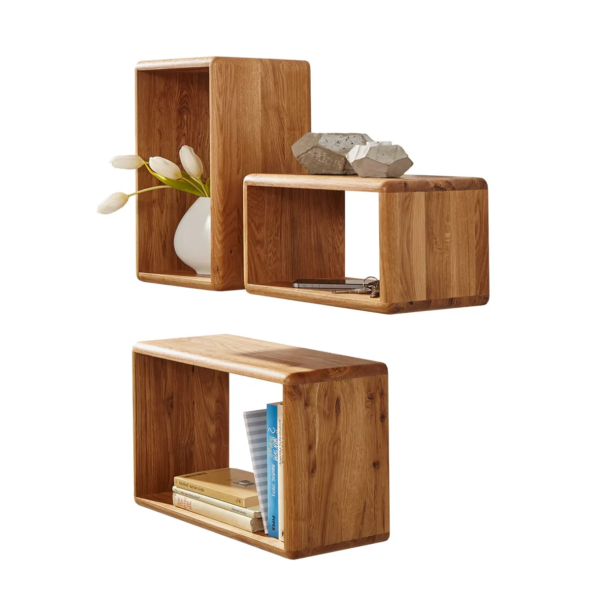 Zestaw 3 półek ściennych Dębowych Gialo - 2SGIA09