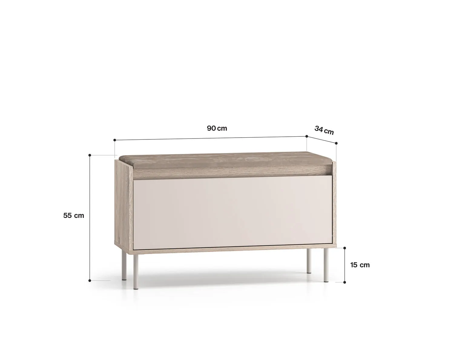 Szafka na buty z siedziskiem i schowkiem VOCO 90x55 dąb cremona/kaszmir — zdjęcie 10
