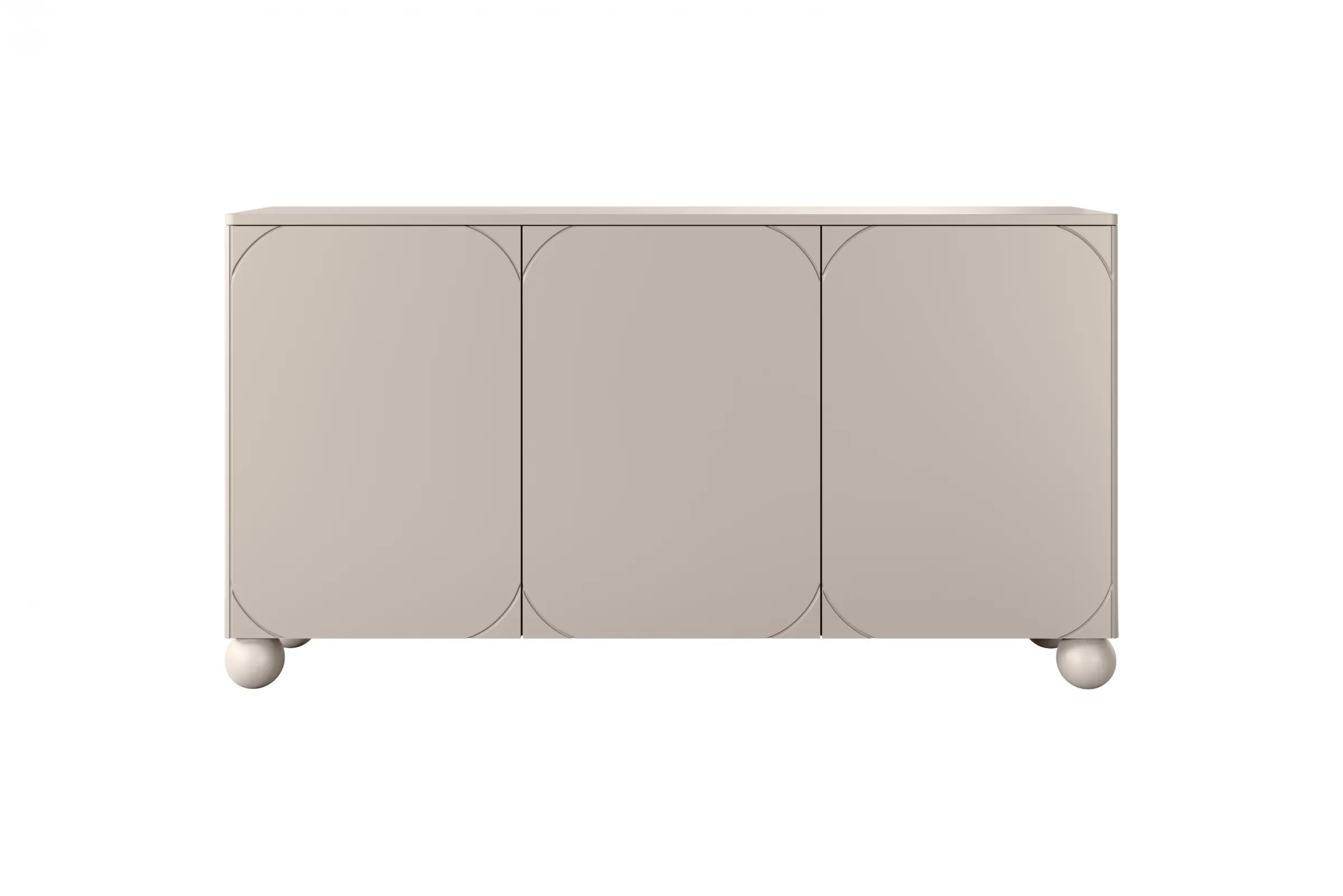 Komoda 3-drzwiowa z 4 szufladami SONATIA 150cm cashmere nogi kule — zdjęcie 2