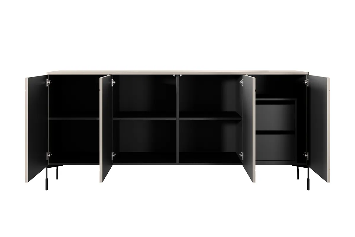 Komoda SONATIA 200 z 2 szufladami - kremowy - czarny mat - B_148988