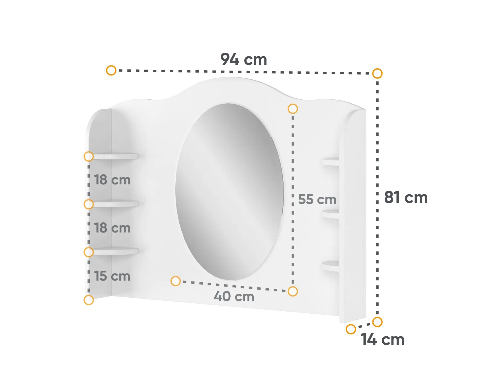 Nadstawka do toaletki LUNA LN-06 biało-różowa - LN6BR