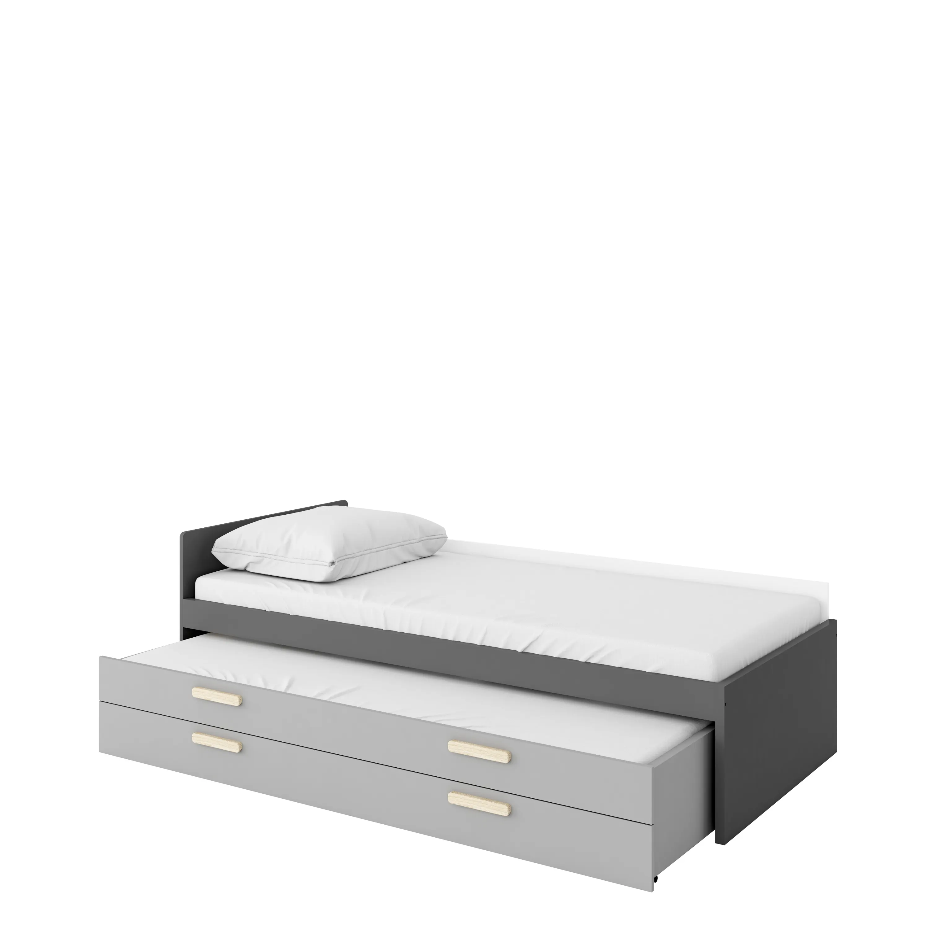 Łóżko z materacem Pok PO-13 grafit/buk ibsen/szary jasny - PO13GBS