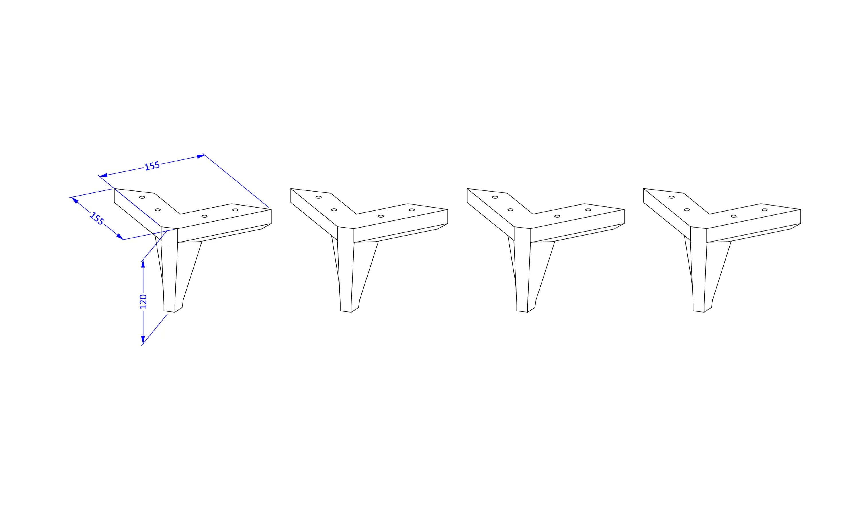 Nóżki do szafek LAURA (zestaw 4 sztuki) - białe - 3097NM80