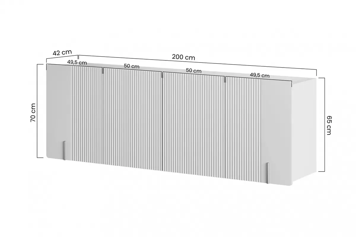 MALMI Komoda 200 4D - cashmere / crema bianca / wisząca / złote uchwyty - B_162312