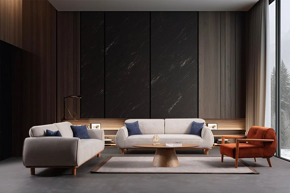 Fotel z drewnianymi podłokietnikami DROP BERGER pomarańczowy - ASI_560ARE5271