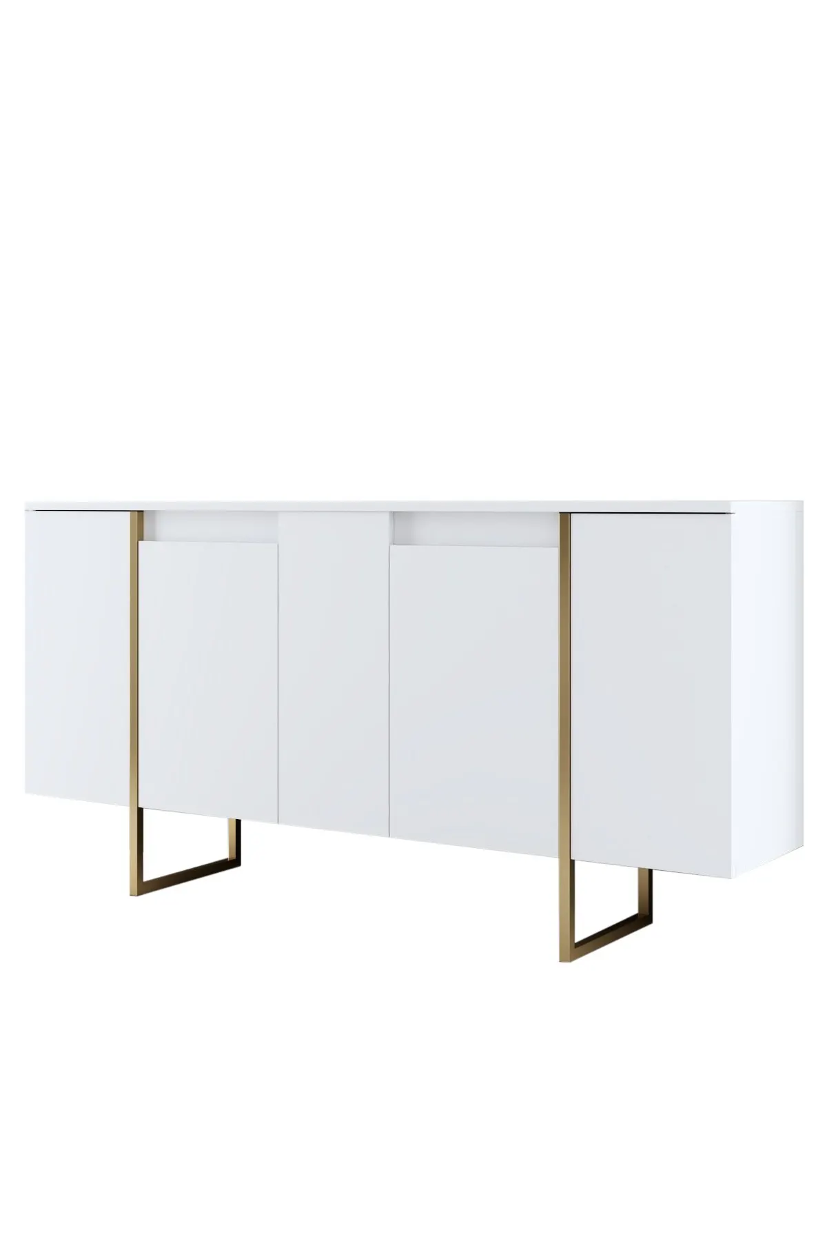 Komoda 4-drzwiowa LUXE 160 cm biała złoty stelaż