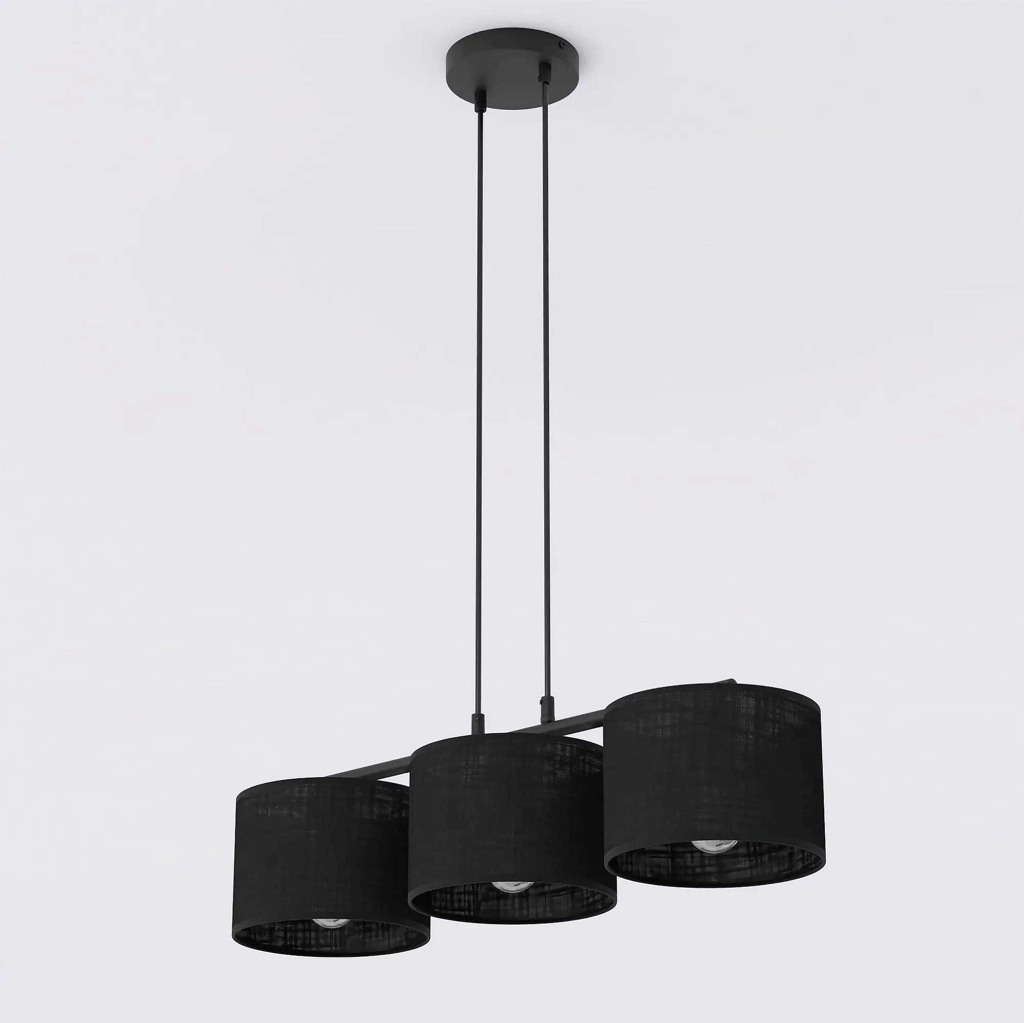 lampa wisząca, trzy klosze, czarna, metal, minimalistyczny design