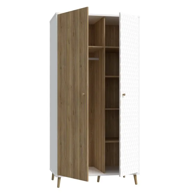 Szafa 2-drzwiowa AKSANA L z drazkiem i półkami - dąb mauvella, biały - AKNS822L-M992