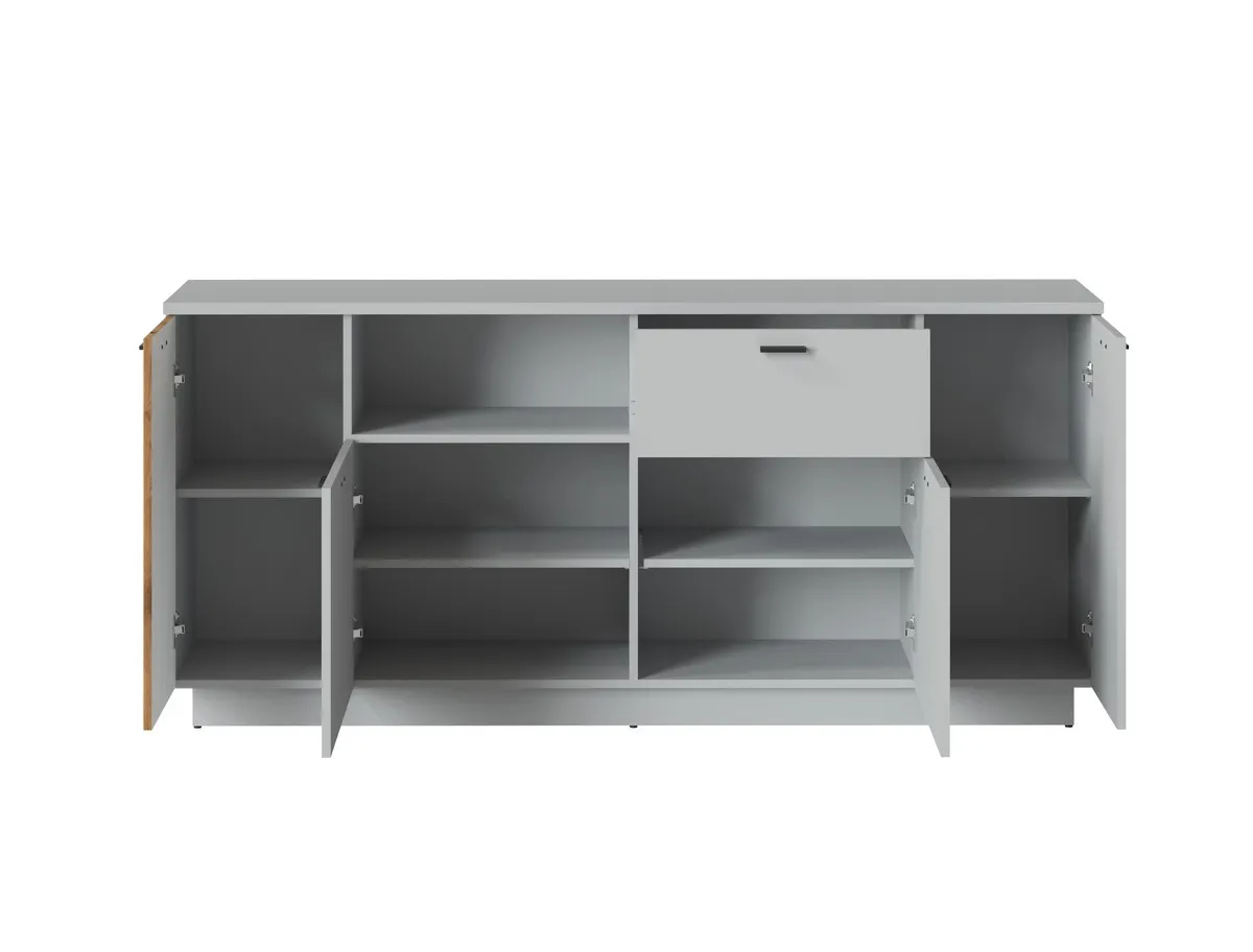 Komoda 4-drzwiowa z 1 szufladą ALVERNO ALVK03 Szary, Dąb Coast Evoke, Nadruk - 6000000013234