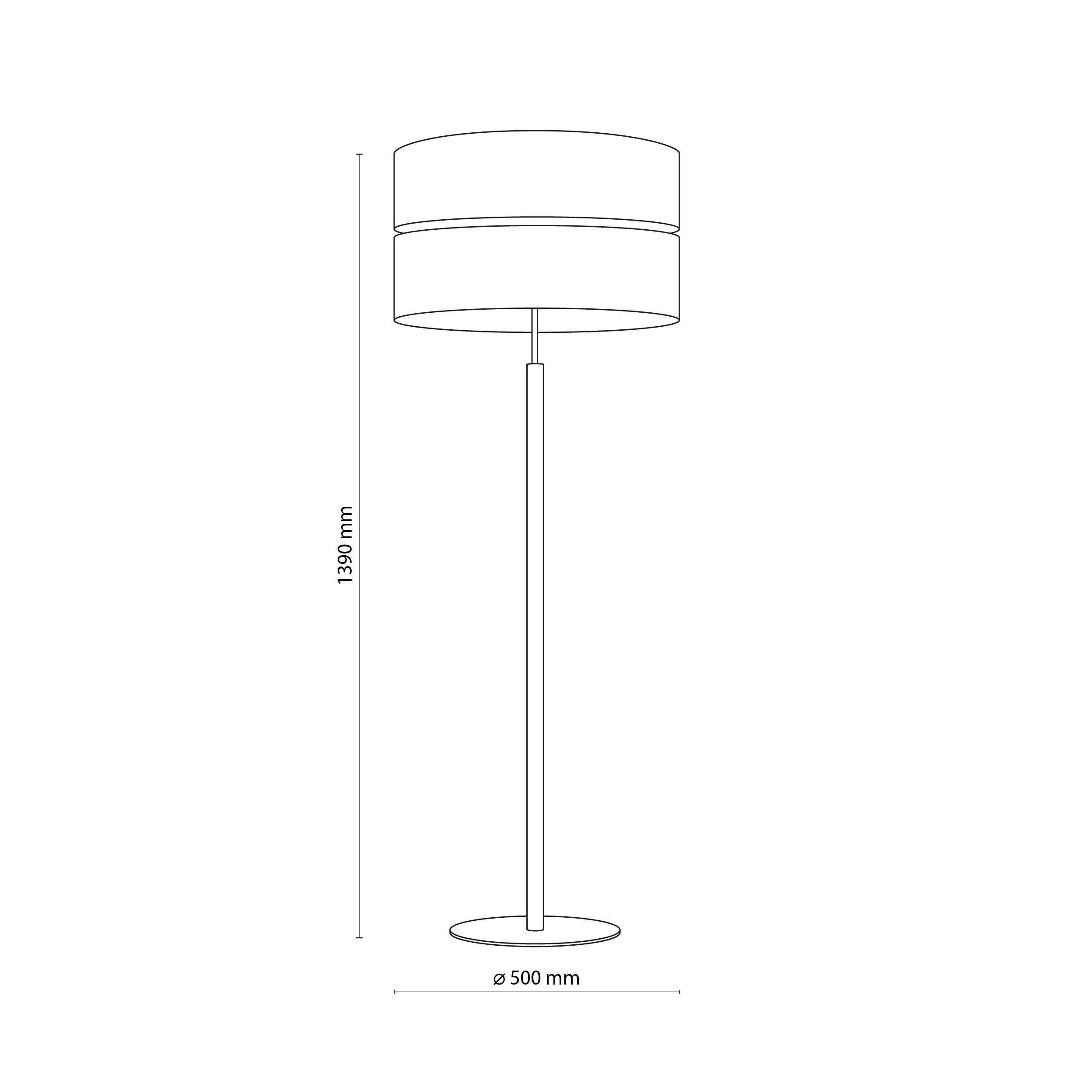 Lampa podłogowa ECO czarna drewniana podstawa szaro beżowy okrągły abażur z tkaniny 139x50cm - TK_5597