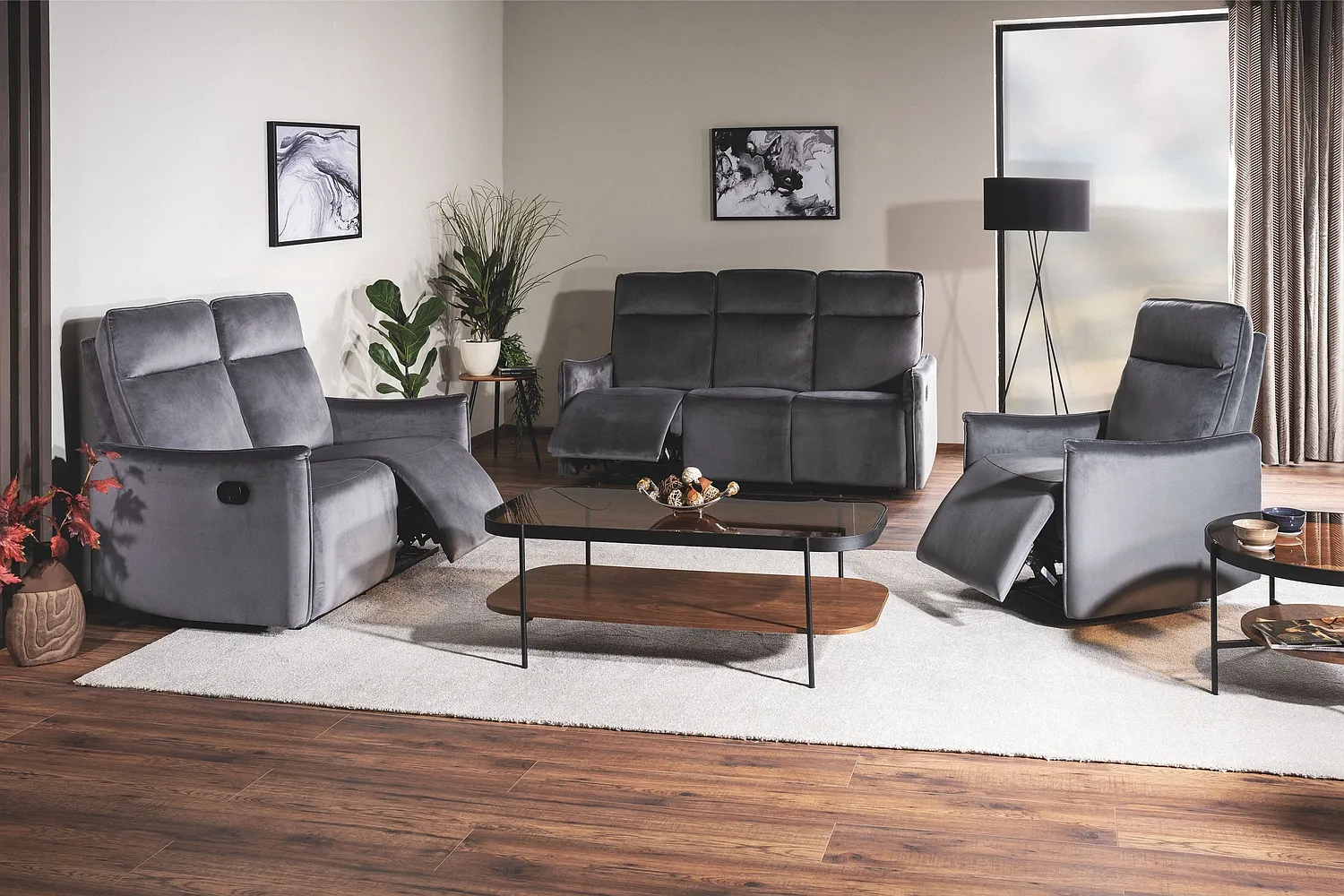 SOFA ROZKŁADANA TRAVIS 2 VELVET SZARY BLUVEL 14 SIGNAL - TRAVIS2VSZ