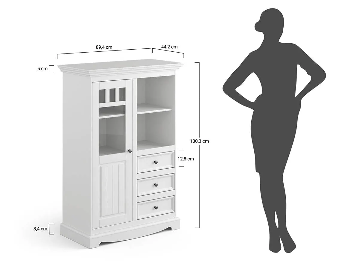 Witryna niska BELLUNO ELEGANTE 1-drzwiowa z 3 szufladami grafit – dąb - PL017G/D