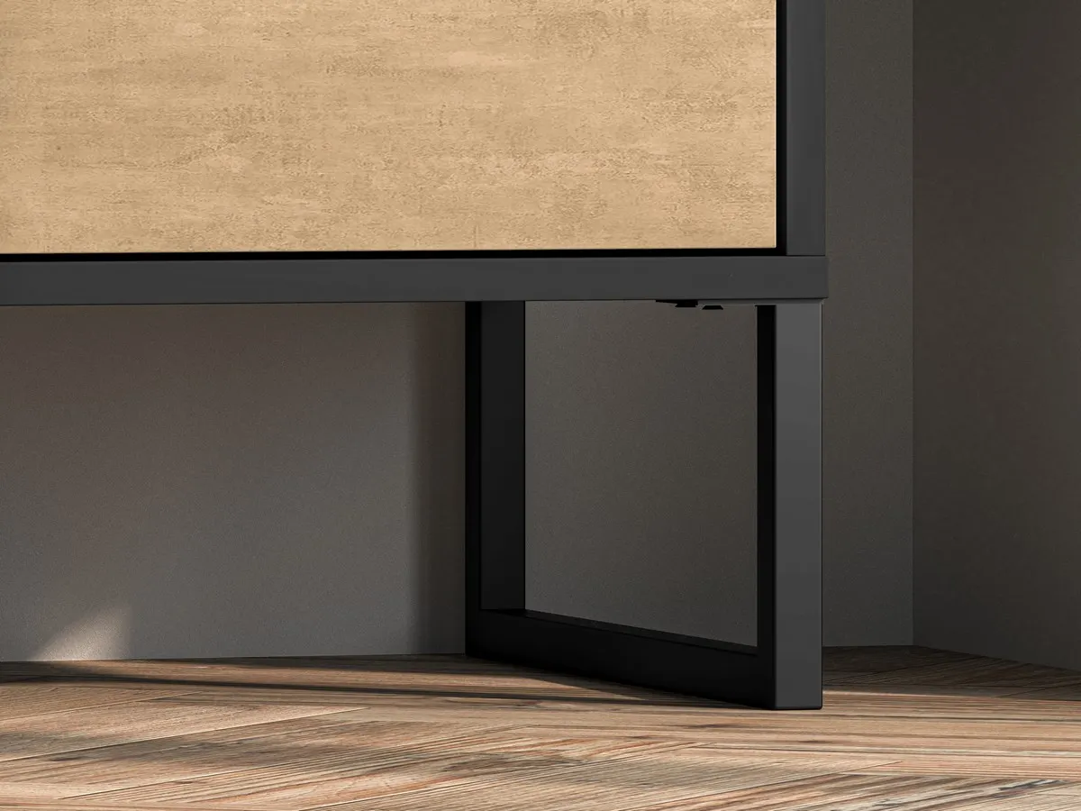 Regał 1-drzwiowy z szufladą Colt 04 dąb craft złoty, czarny, stal premium - 1COLT04-001