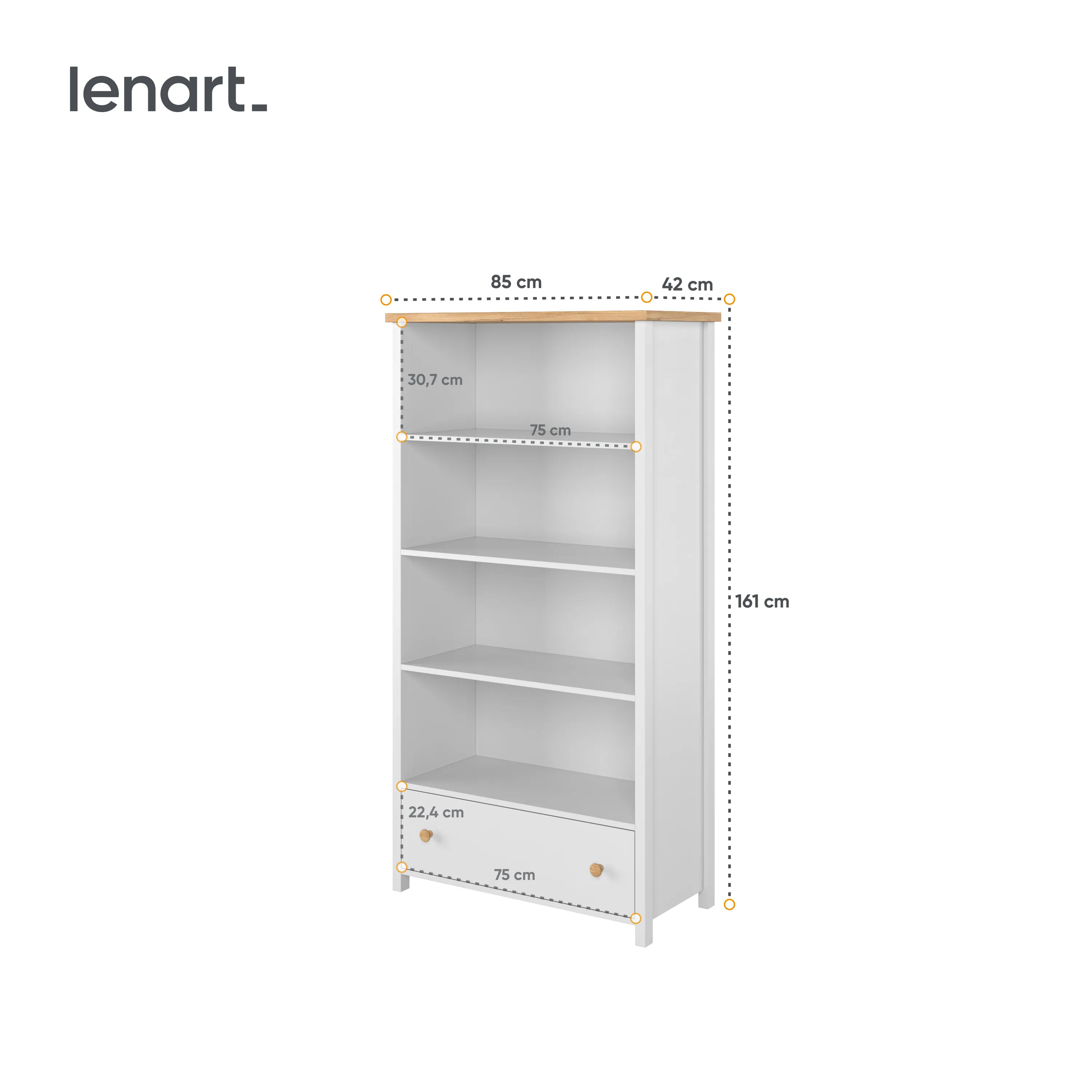 Regał Story SO-02 - regał 1s - biały/dąb nash - SO2BDN