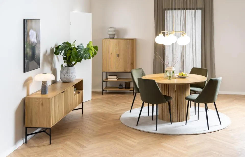 Szafka RTV 2-drzwiowa z 1 szufladą SEUL 180x40x70 Naturalny- lamele — zdjęcie 12