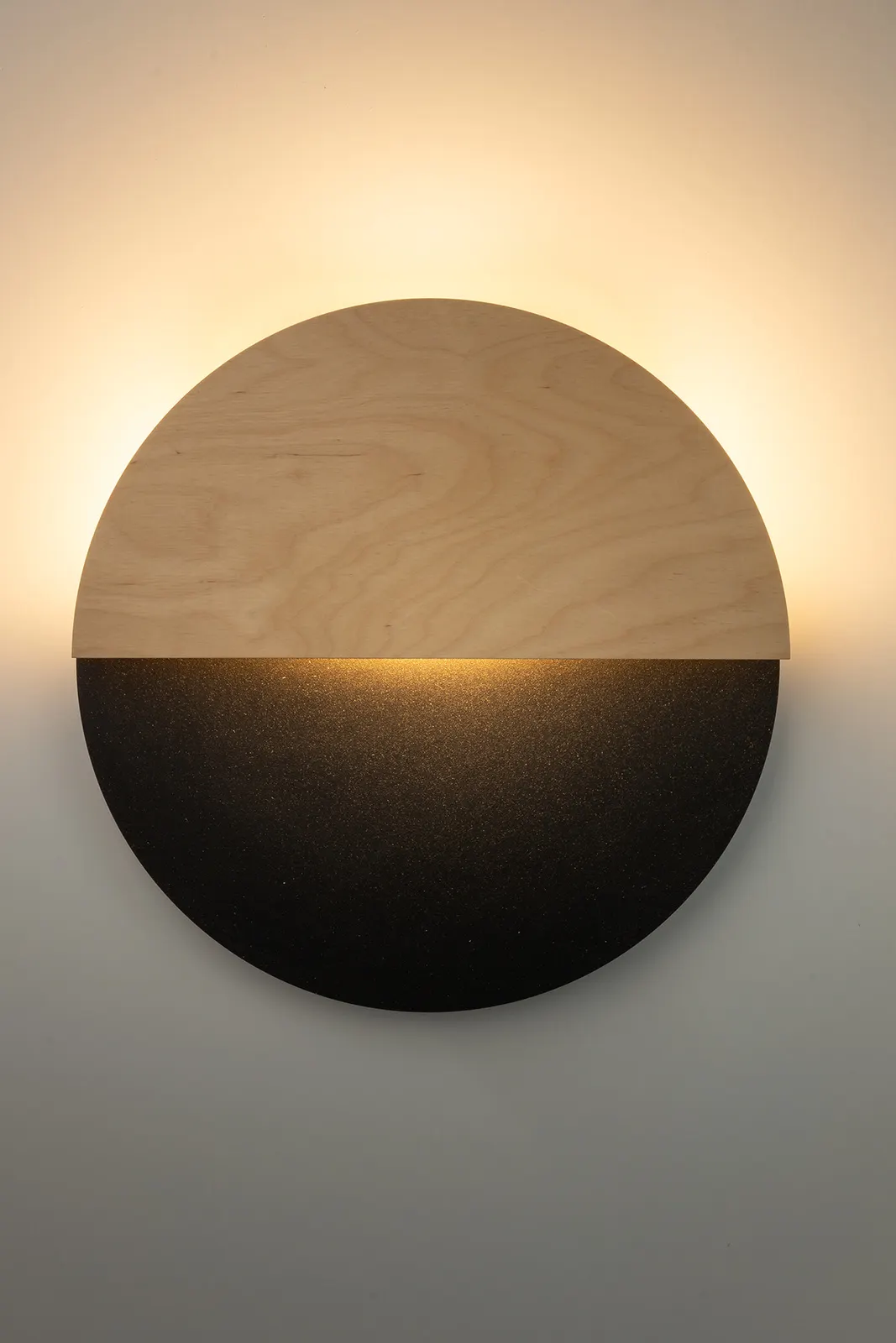 Kinkiet okrągły LUNA M czarny/dąb naturalny - SI_40865