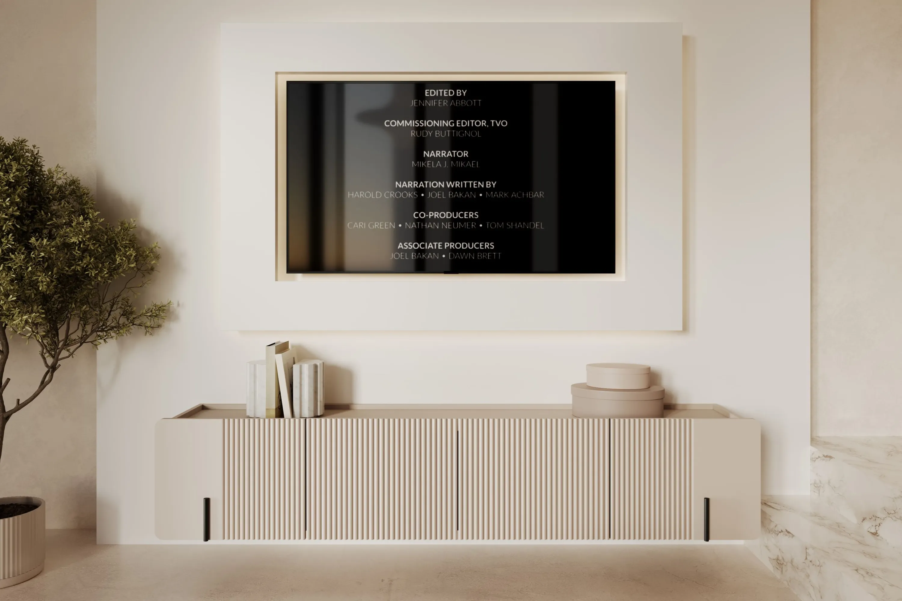 Szafka RTV wisząca MALMI 2-drzwiowa z 2 szufladami 200cm - kaszmirowy - czarny - B_167030