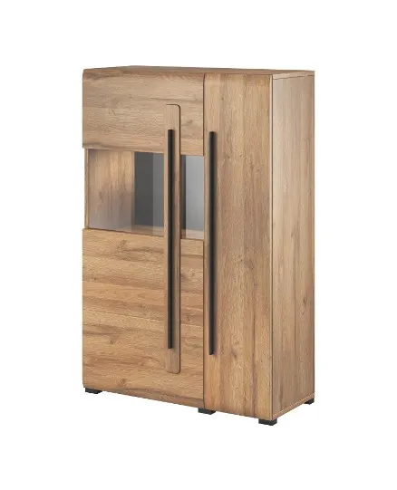 Komoda wysoka z witryną TULSA 42 dąb grandson 136x90x39cm