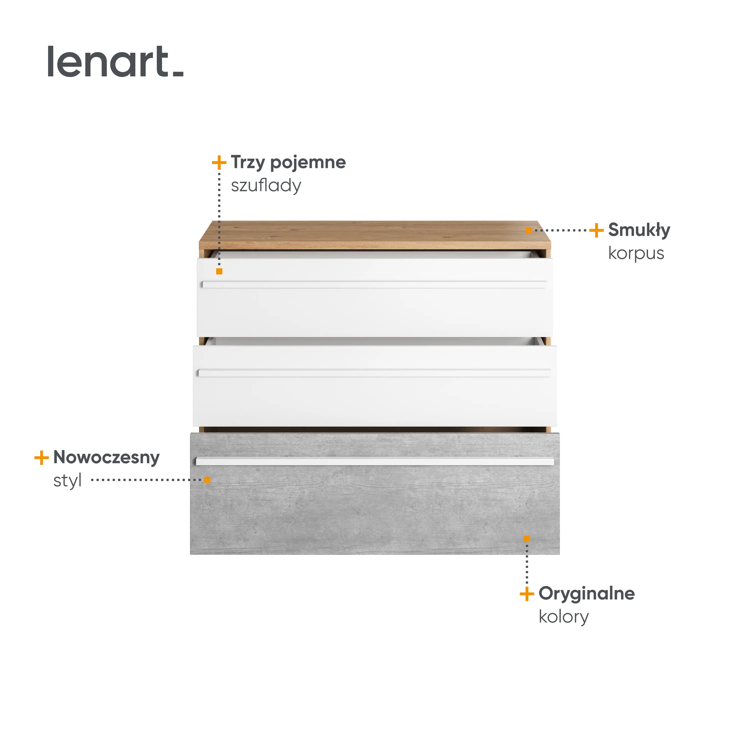 Komoda z szufladami Plano PN-07 dąb nash - PN7DBB