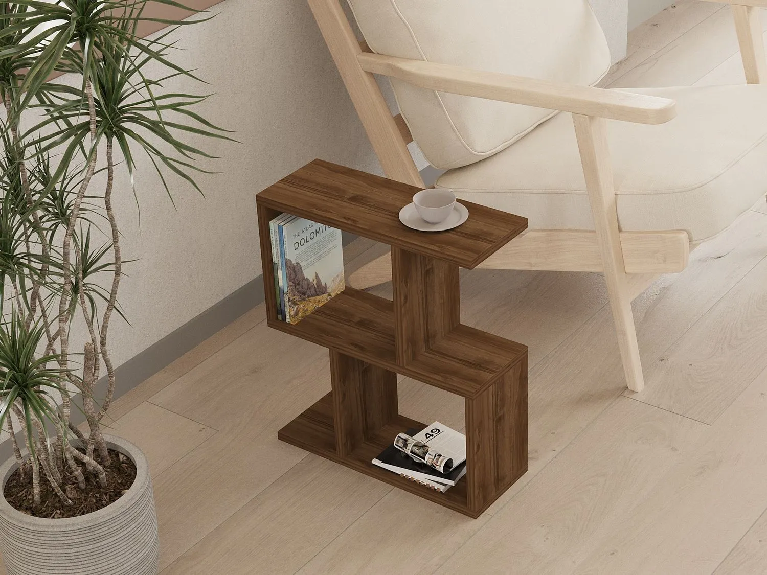 Stolik boczny wielofunkcyjny ZET 45x17 cm orzechowy - ASI_835PUQ3026