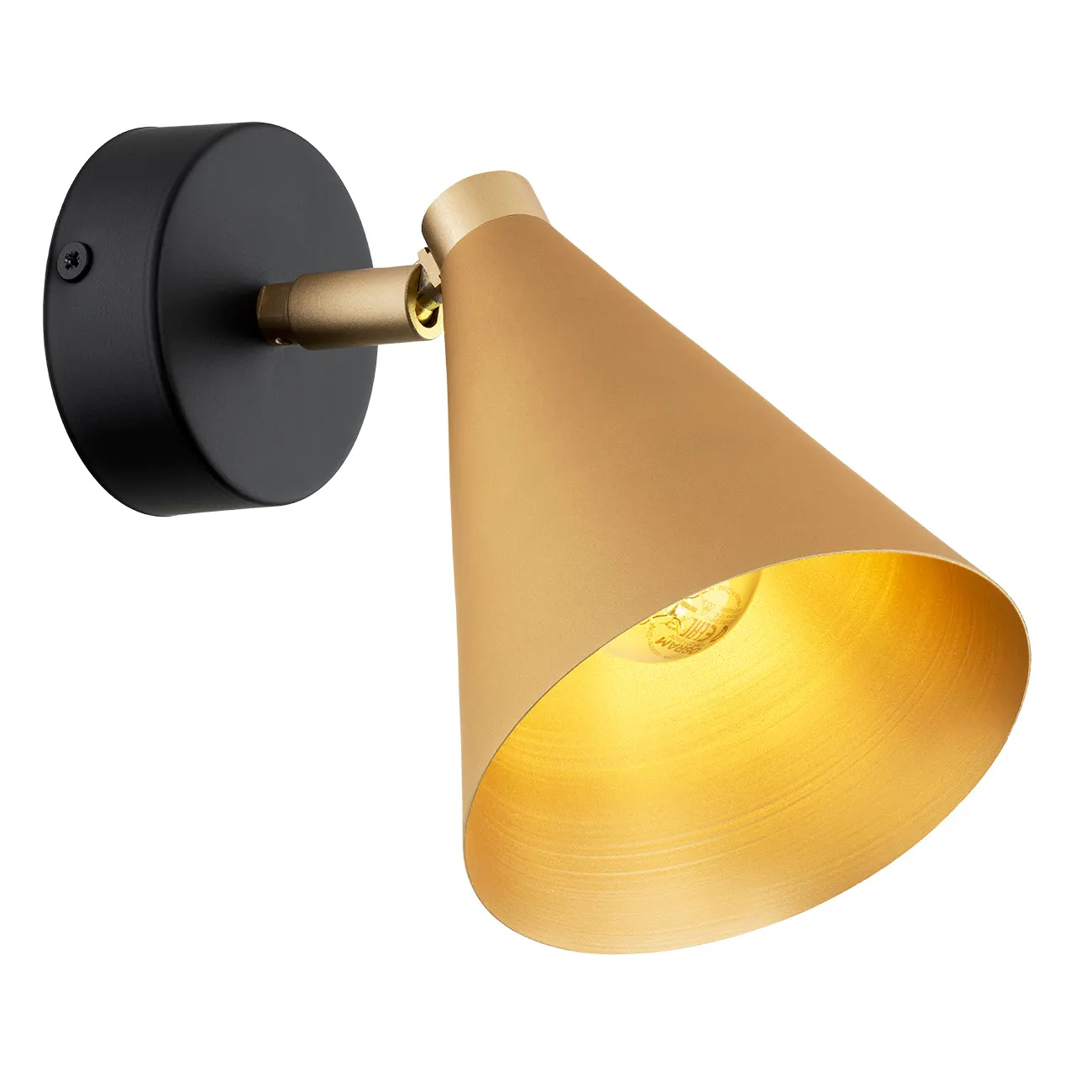 Kinkiet / Plafon ścienny LUCINDA metalowy złoty czarny 18x12cm