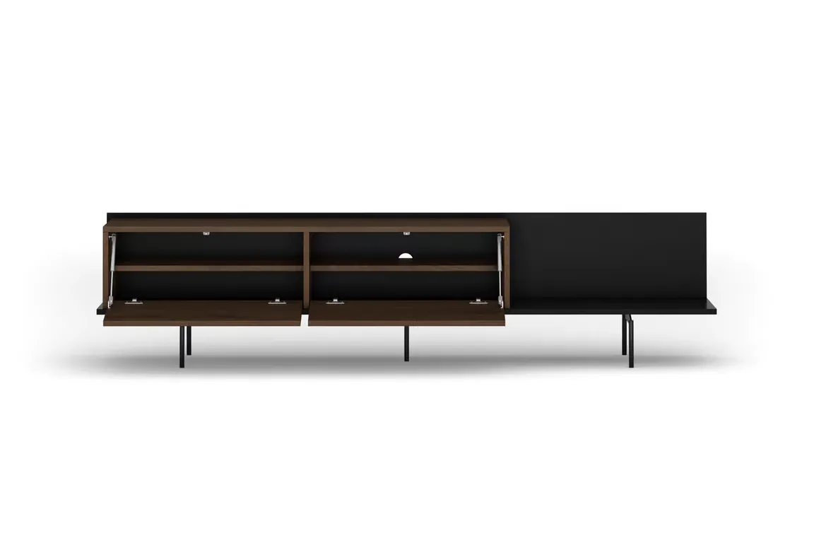 Szafka RTV z 2 klapami ZENAR 200 cm orzech elegant czarny