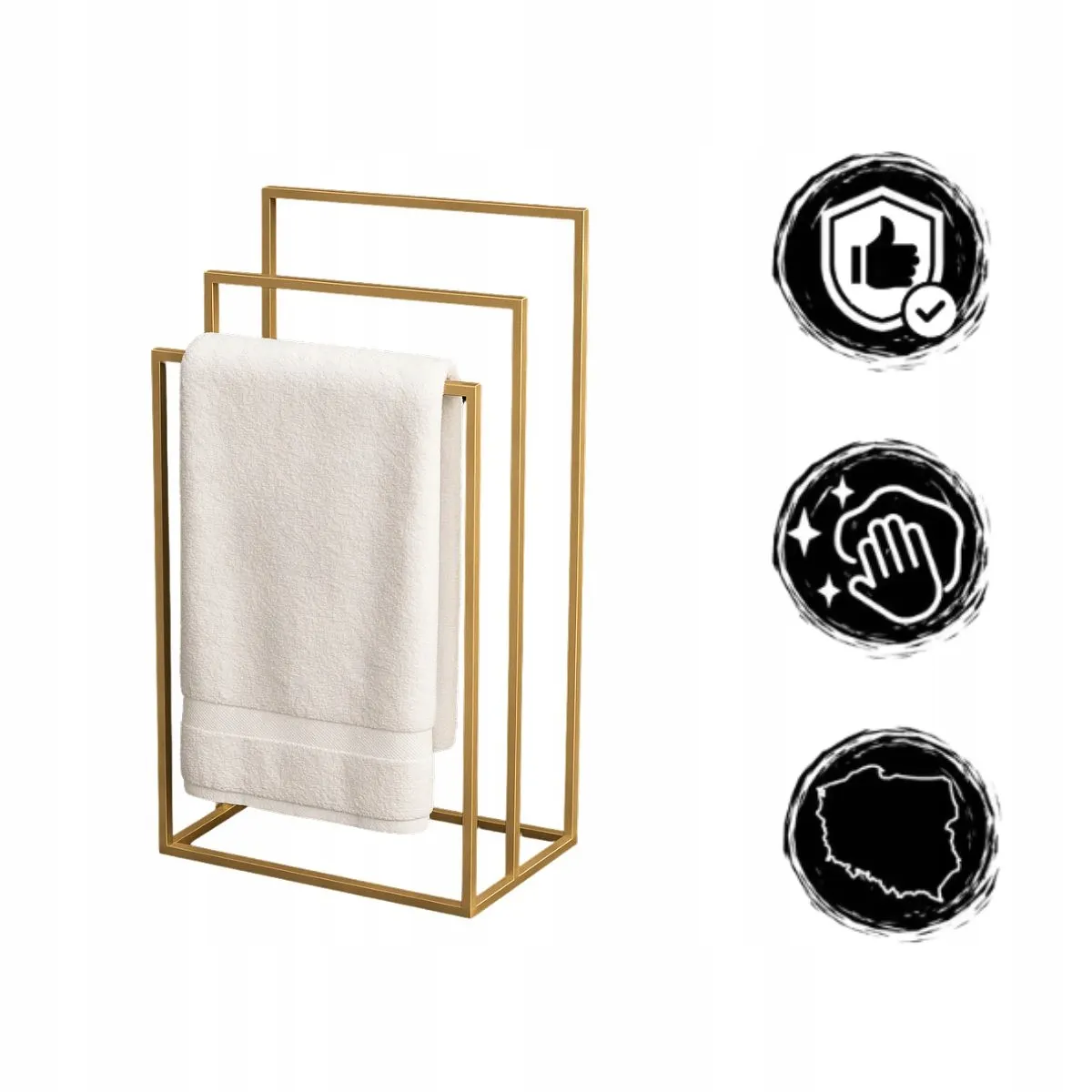 Stojak na ręczniki metalowy NANCY L złoty - LD_TZ000055