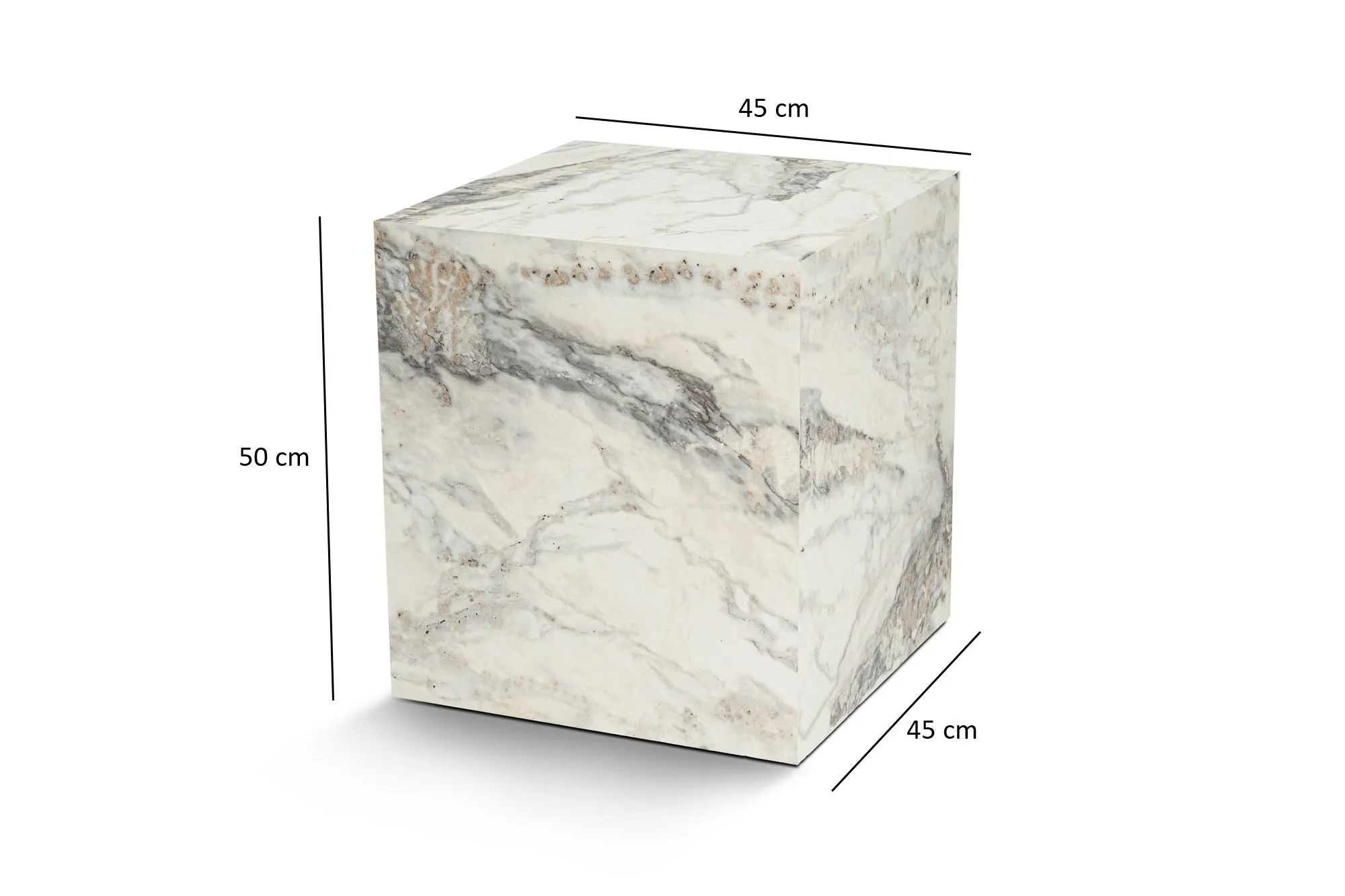 Stolik boczny wielofunkcyjny KUP 45x45 efekt marmuru