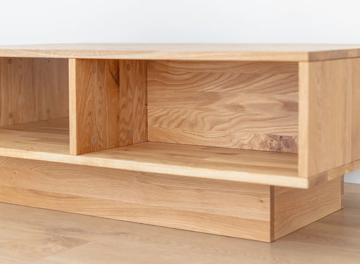 Stolik kawowy dębowy COLLODI z szufladą i półką - dąb olejowany 70x110 - ZICOL12