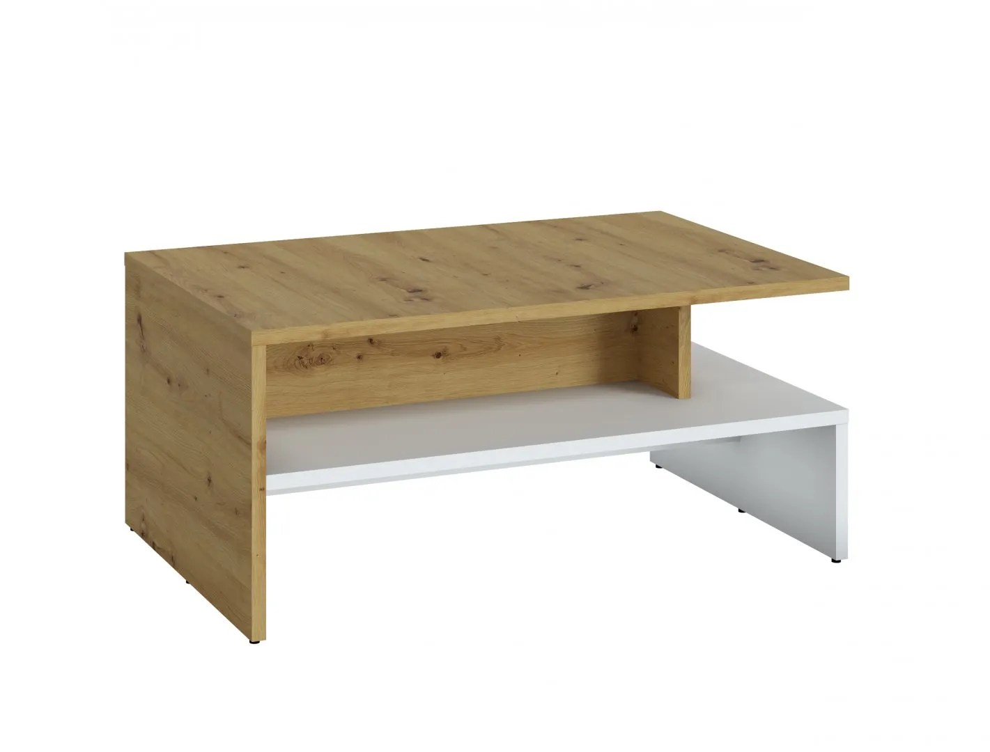 Stolik kawowy z półką MWTT02 Dąb Artisan, Biały