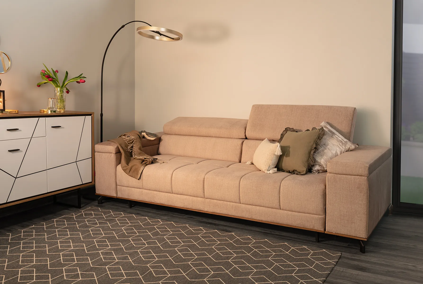 Lampa podłogowa BREST ledowa ściemniacz nożny 180 cm czarno-złota - 3016-104L